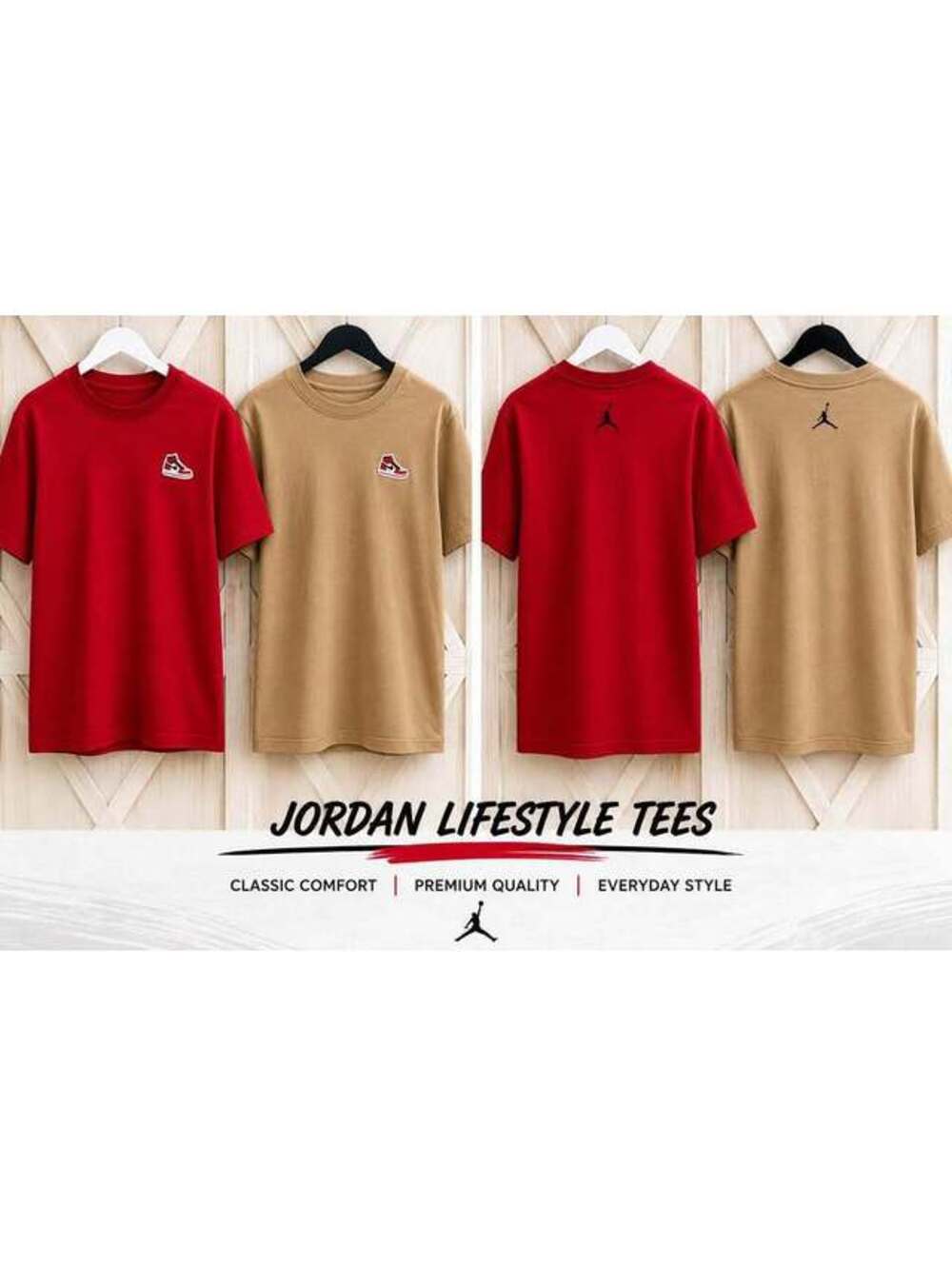 MENS  JORDAN  T-Shirts_LARGE (Red & Tan)